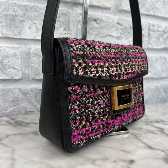 Kate Spade Katy Tweed Medium Shoulder Bag In Pink Multi - Picture 4 of 15